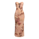 Midnight Bloom Strapless Cutout Midi Dress.
