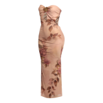 Midnight Bloom Strapless Cutout Midi Dress. - Image 3