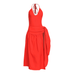 Coastal Flirt Halter Midi Dress with Tie Waist Detail - Image 4