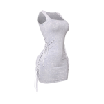 Mineral washed side fringe mini dress - Image 3