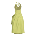 Coastal Flirt Halter Midi Dress with Tie Waist Detail - Image 4
