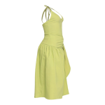 Coastal Flirt Halter Midi Dress with Tie Waist Detail - Image 2