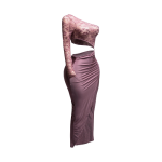 Asymmetric Cut Out One Sleeve Wrap Midi Dress - Image 3