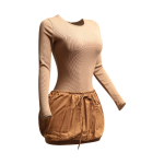 Ribbed long sleeve open back bubble skirt mini dress - Image 3