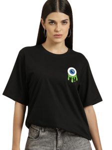 Black Eye Oversized Women's Printed T-Shirt