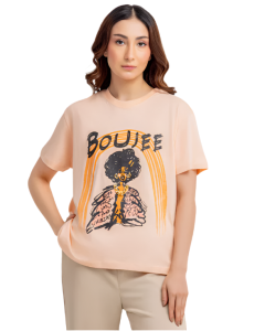 Boujee Beige Graphic Tee – Relaxed Fit T-Shirt