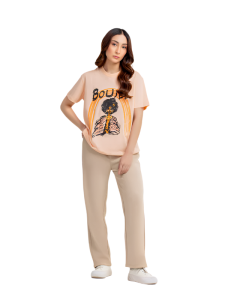 Boujee Beige Graphic Tee – Relaxed Fit T-Shirt - Image 3